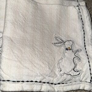 Bunny Tales Bunny Rabbit Embroidered  Cloth Napkins Set Of 11 Cream Striped‎